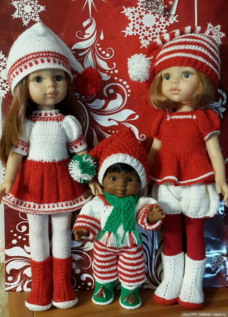Новогодние наряды на кукол Paola Reina 32см и 21 см.