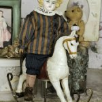 Кукла из дерева с антикварной фарфоровой головкой Лёвушка