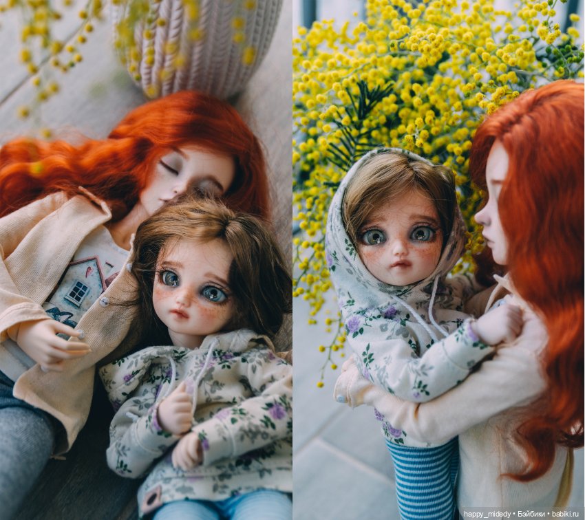 Январская весна. Девочки и мимоза (Fairyland Minifee Eva и Littlefee Chiwoo)