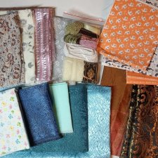 Ткани, тесьма, ленты для кукол (лот)