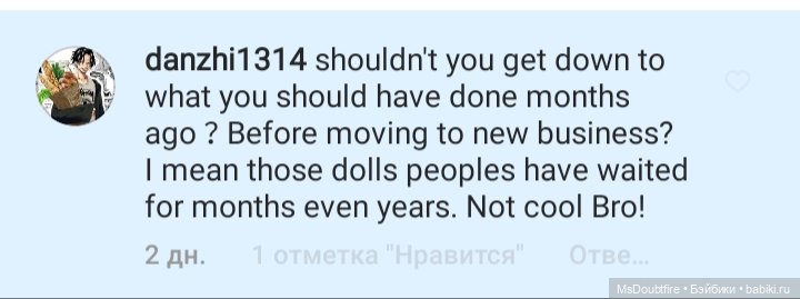 Dollshe Сraft долгие сроки получения оплаченных кукол (фото 4)