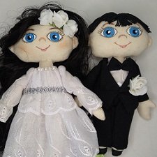 Молодожёны, парочка текстильных куколок 20 см