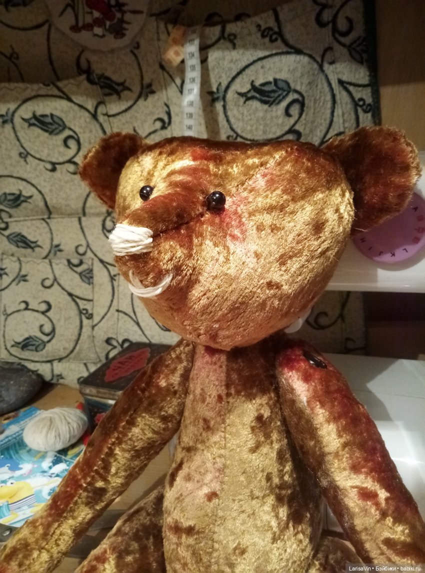 Сшила мишку из советского плюша