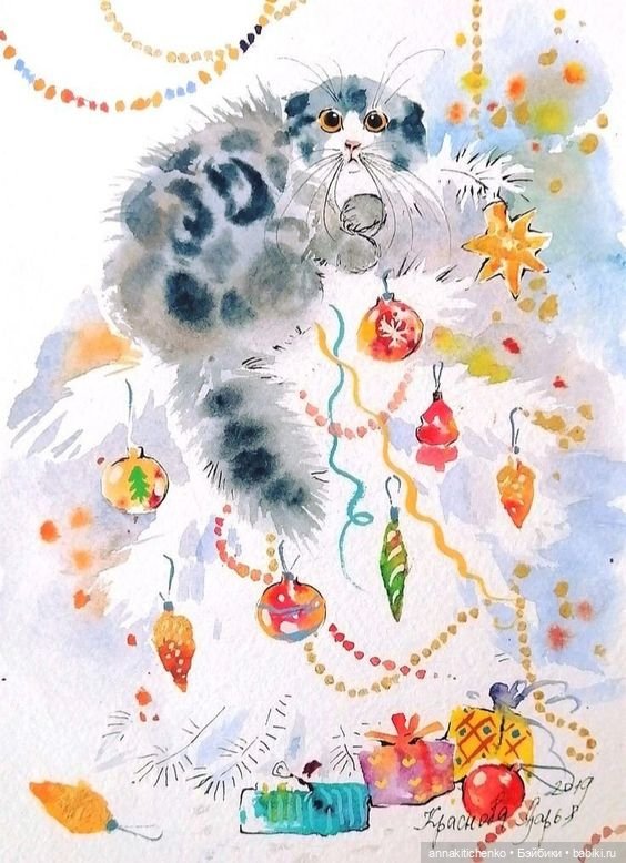 Зимнее, новогоднее, сказочное - рисунки Дарьи Красновой