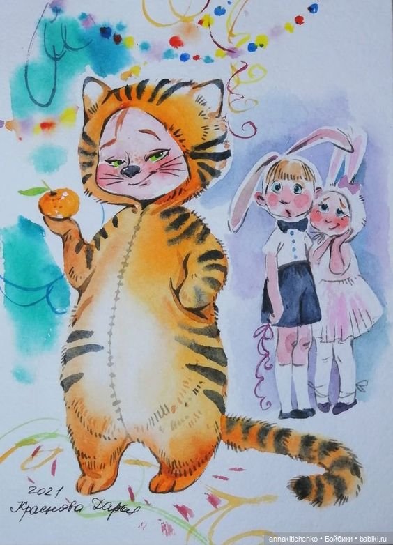 Зимнее, новогоднее, сказочное - рисунки Дарьи Красновой