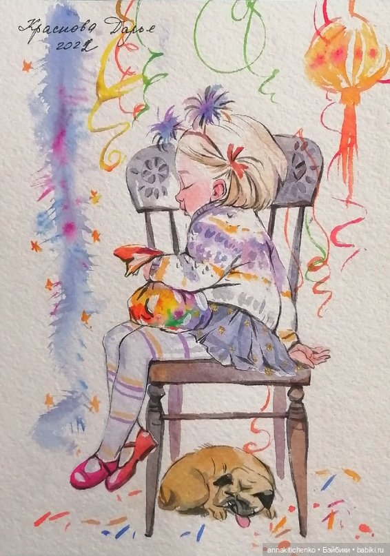 Зимнее, новогоднее, сказочное - рисунки Дарьи Красновой