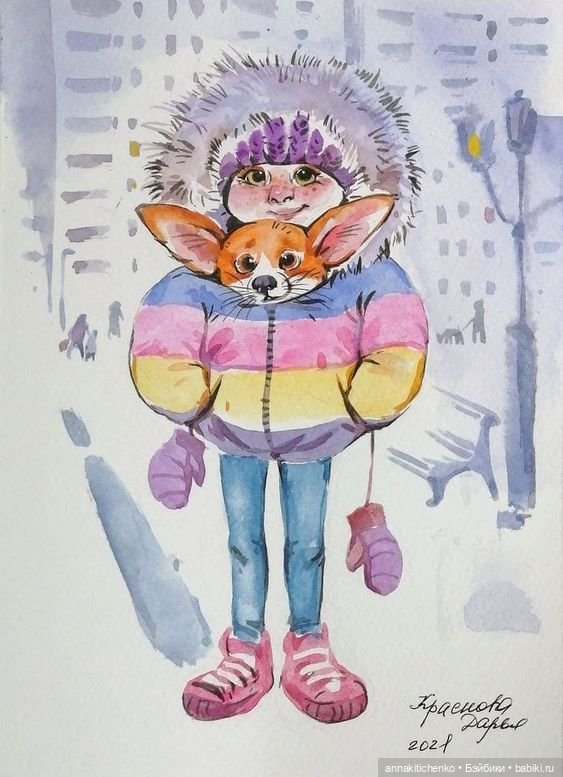 Зимнее, новогоднее, сказочное - рисунки Дарьи Красновой (фото 2)