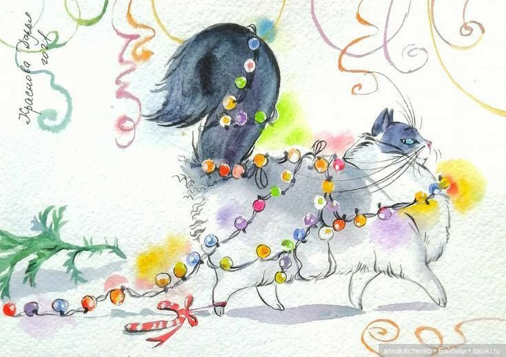 Зимнее, новогоднее, сказочное - рисунки Дарьи Красновой