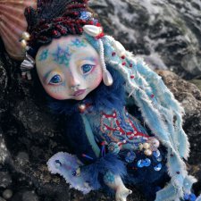 Русалка, коллекционная художественная кукла в смешанной технике
