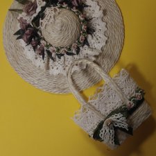 Распродажа! Широкополая летняя шляпа+ пляжная сумка в стиле шебби-шик