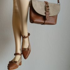 Двухцветный комплект из кожи и замши, три предмета