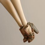 Босоножки трёхцветные, высокий каблук, плетение