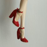 Красные туфли на высоком каблуке, кожа+ замша