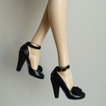 Черные туфли на высоком каблуке, кожа + замша