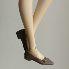 Туфли на низком каблучке, серо- бежевые