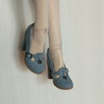 Замшевые туфли серо голубого цвета на высоком каблуке