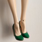Зеленые🍀кожаные туфли с высоким набоным каблуком