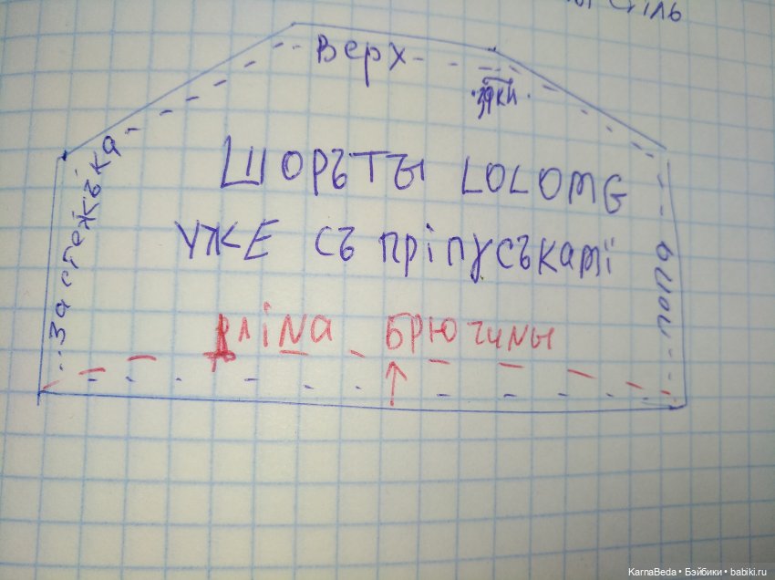Выкройка шорт для Лолок Омгашных