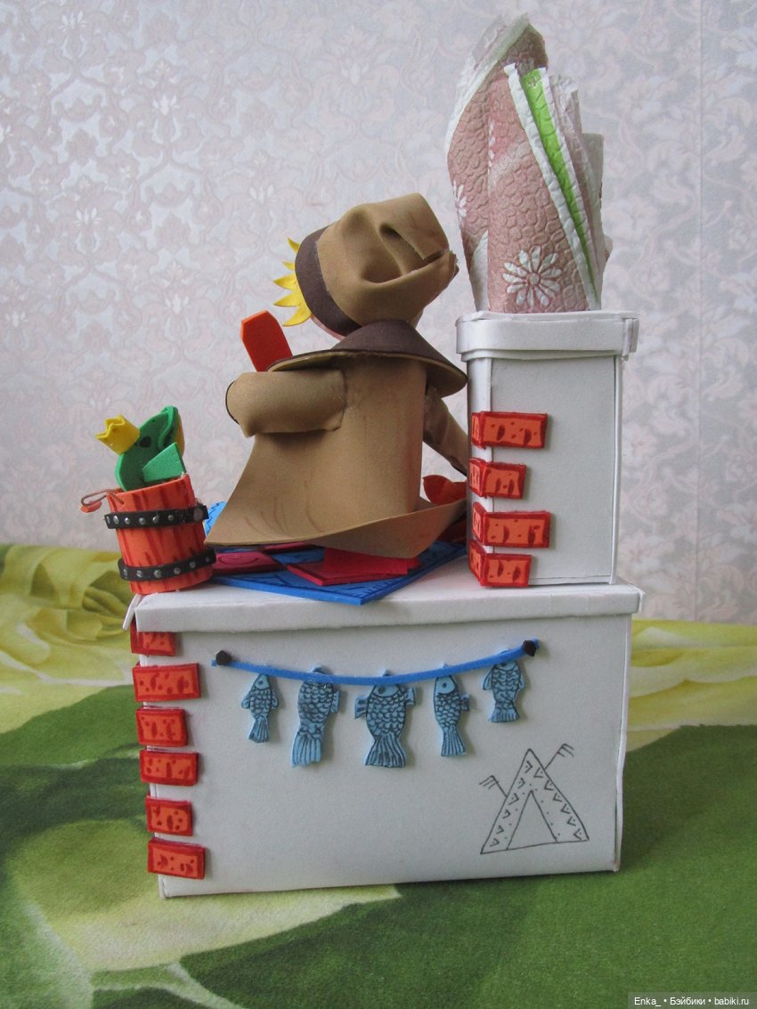 Емеля на печке — Авторские игрушки из разных материалов: синельная проволока (фото 4)