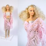 Мягкая вязаная шаль для кукол формата 1\6 (Barbie, Sevlana doll, Poppy Parker, Momoko, bjd)