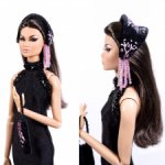 Набор "Розовые веточки": бархатная шляпка и сумочка с вышивкой для кукол Barbie, Integrity toys, bjd