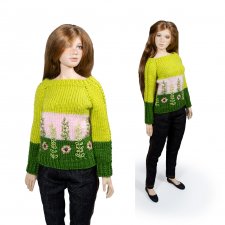 Джемпер "Травы" с вышивкой для кукол Дарья от Анатолия Жукова Toka dolls