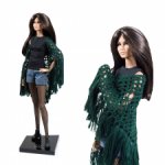 Мягкая вязаная темно-зеленая шаль для кукол формата 1\6 (Barbie, Poppy Parker,Fashion Royalty, bjd