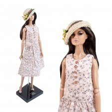 Набор одежды "Чайный" для кукол 1:6(Barbie,Integrity toys, bjd): соломенная шляпка, платье