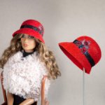 Красная фетровая шляпка для кукол с обхватом головы 13,5 см (FR16, Tonner, bjd)