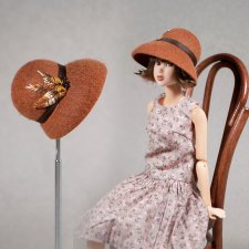 Фетровая шляпка "Перья" На обхват головы 10 см (Момоко, бжд)