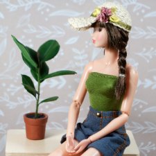 Соломенная кепка с цветами для кукол Momoko/ Момоко, бжд