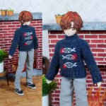 Джемпер с вышивкой "Рыбы" для Сицилийских псов, бжд,мжд