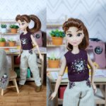 Майка "Кошечка" для кукол 1:12 (пижамные принцессы, тамагочи, momotale и др.)