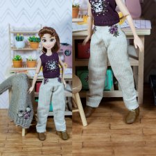 Вельветовые брюки для пижамных принцесс,бжд.