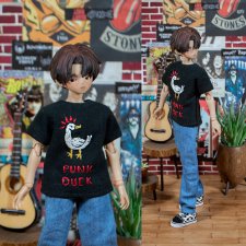 Футболка "Punk Duck" с вышивкой для сицилийских псов,близнецов,Милим, come4arts