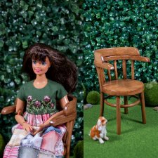 Деревянное кресло "Фиалка"(1) для кукол 1:6 (barbie,Integrity toys,momoko,bjd)