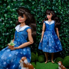 Платье "Море"  для Barbie (пышка),bjd