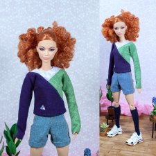 Бадлон "Колорблок 7" с вышивкой для барби (стандарт), бжд