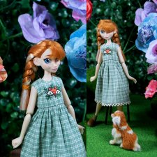 Платье "Лиса" с вышивкой для пижамных принцесс, бжд