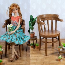 Деревянное кресло "Фиалка" для кукол 1:6 (barbie,Integrity toys,momoko,bjd)