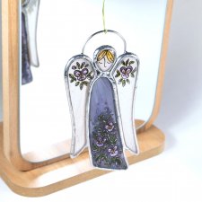 Витражный ангел "Анютины глазки" в технике Тиффани