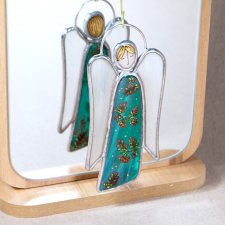 Витражный ангел "Рябина" в технике Тиффани