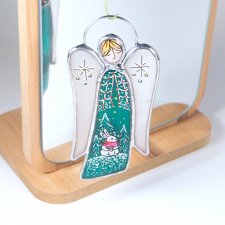 Витражный ангел "Зайчик" в технике Тиффани