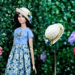 Соломенная шляпка "Голубые цветы" для кукол 1:6 (barbie, Integrity toys,bjd)