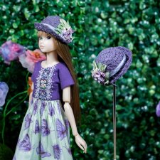 Соломенная фиолетовая шляпка для Momoko, Poppy Parker, bjd