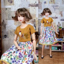 Платье "Курочка" для кукол Momoko (стандарт,подросток), Barbie (низкая), бжд