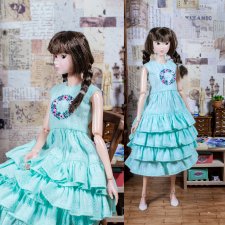 Платье "Венок" для кукол Momoko (стандарт,подросток), Barbie (низкая)