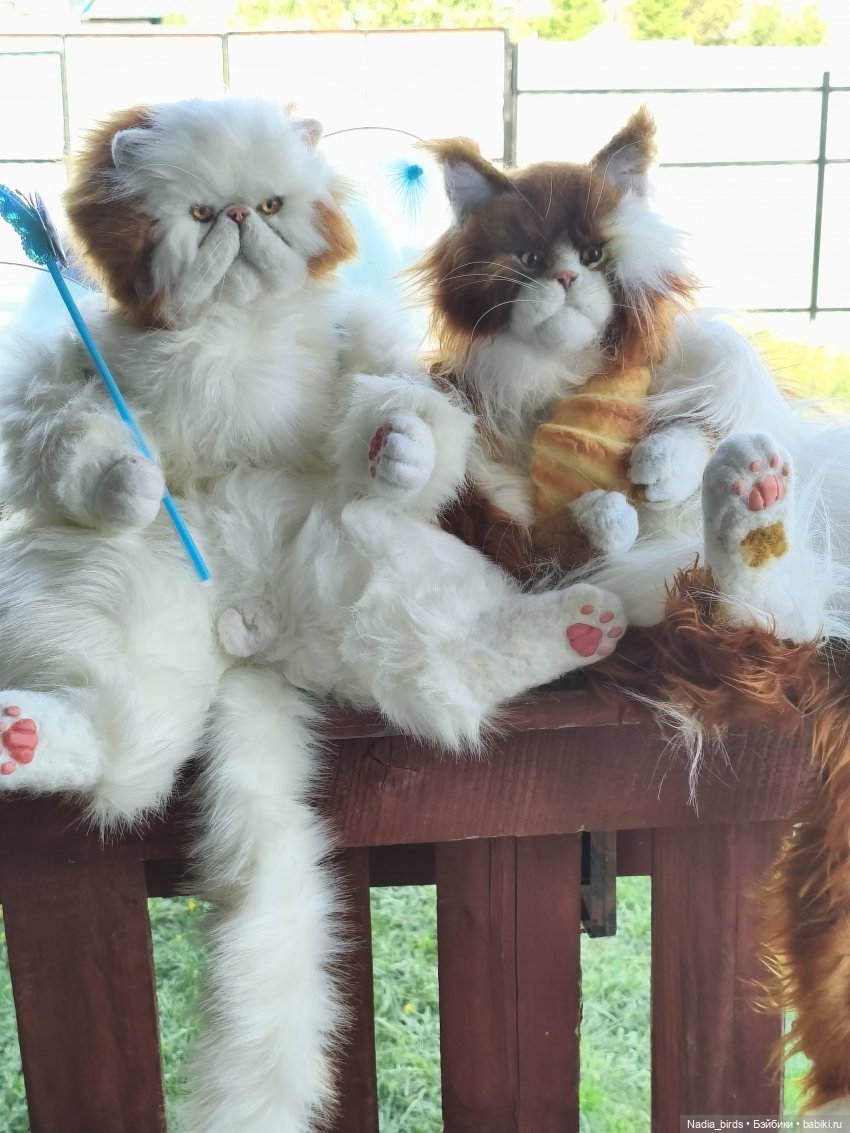 Котеюшки на даче) — Игрушки в смешанной технике (мех и глина): Арт