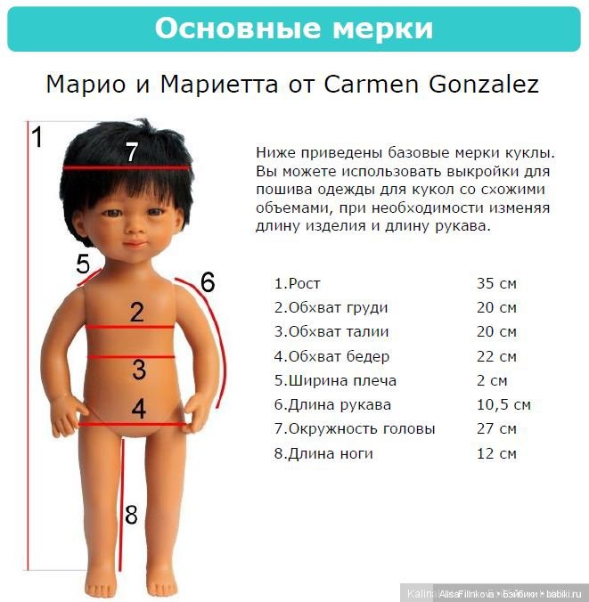 мерки для Марио и Мариетты Carmen Gonzalez кармен ганзалес мариэтта