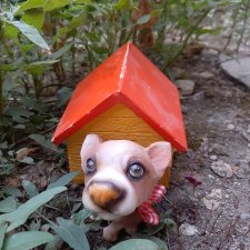 Во дворе живет щенок.